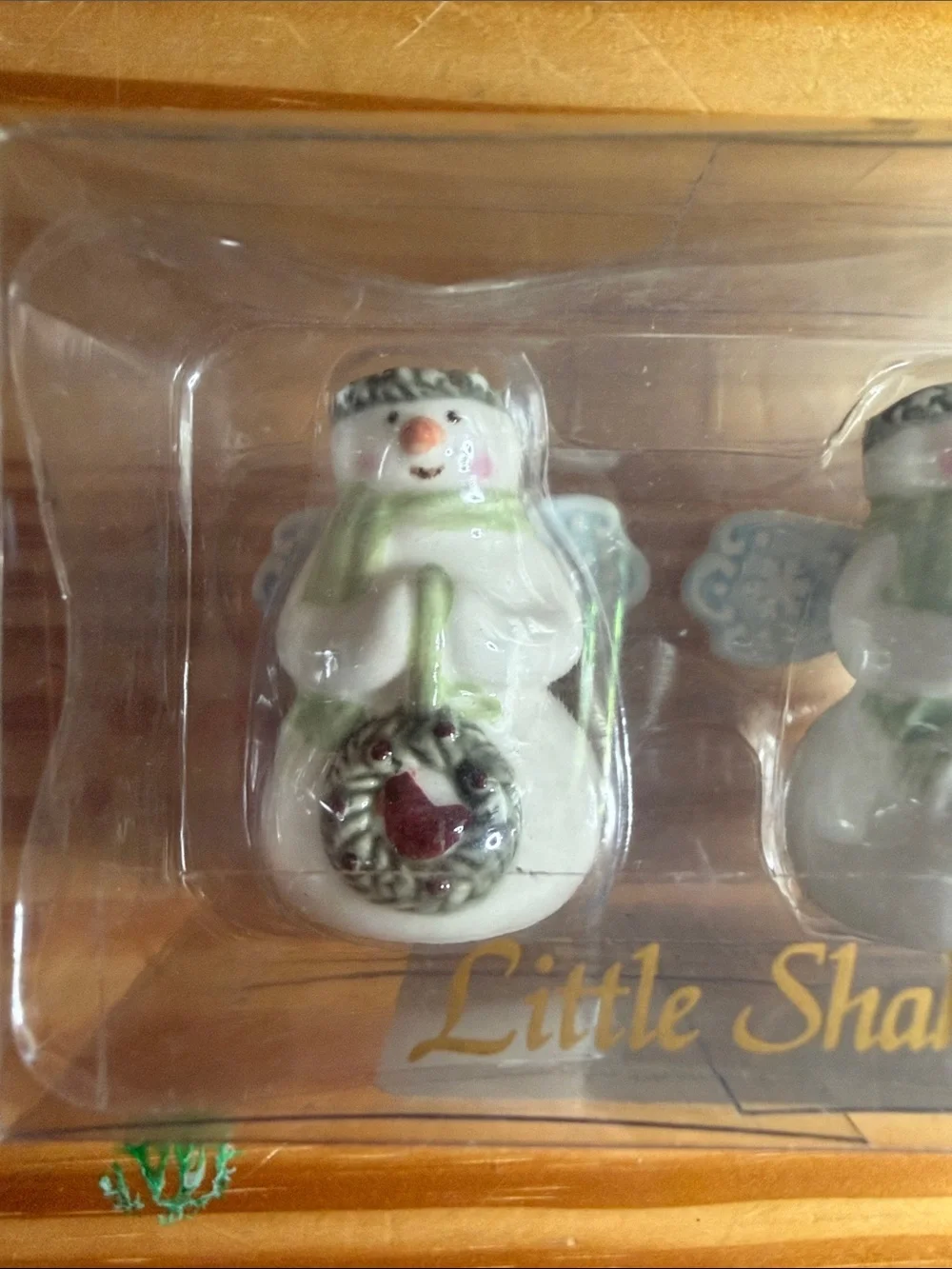 Amscan Little Shakers Miniature Ceramic Snowman Salt & Pepper Set NIB
